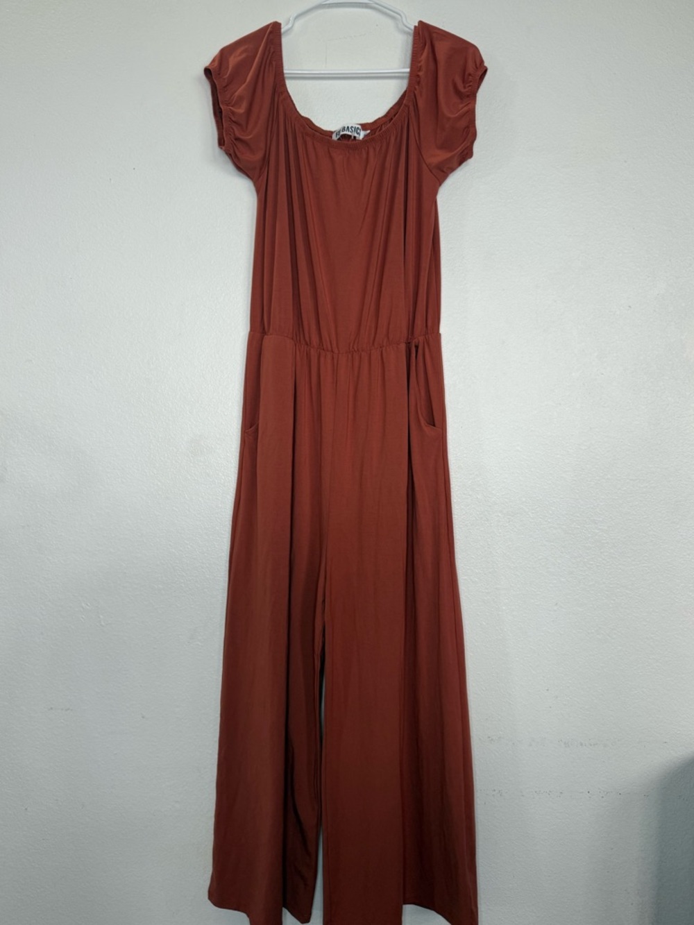 FE Basic Rust Red Wide-Leg Jumpsuit